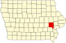 Map of Iowa highlighting Johnson County.svg