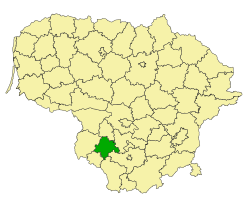 馬里揚波列市鎮在立陶宛的位置