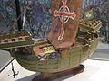 דגם של ספינת מלחמה צלבנית מהמאה ה-13. הדגם עשוי עץ