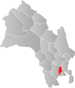 Mapa do condado de Buskerud com Nedre Eiker em destaque.