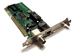 A 1990s network interface card. This is a comb...