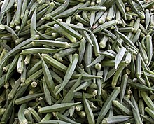 A image of okra, a member of the genus Abelmoschus