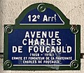 Plaque de rue de l’avenue Charles-de-Foucauld.