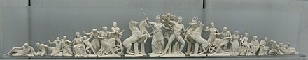 The contest of Athena and Poseidon, West Pediment of the Parthenon Reconstruction of the west pediment of the Parthenon 1.jpg