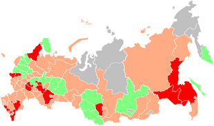 Carte de la liberté de la presse en Russie selon la Glasnost Defense Foundation à partir de 2006.