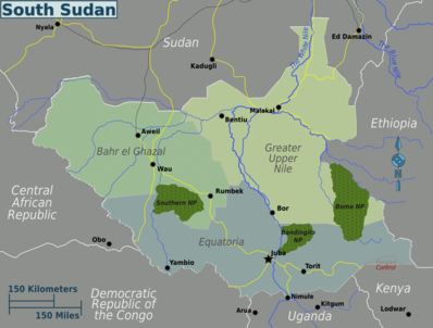 南スーダンの地図