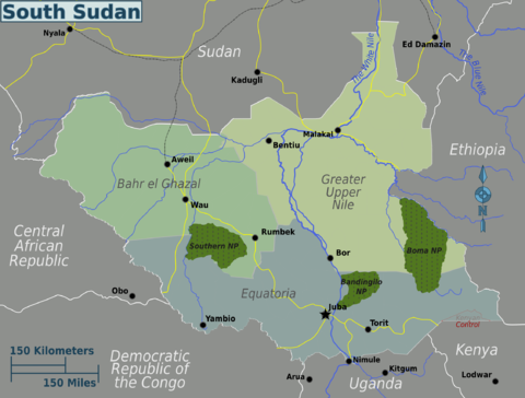 Mapa regionů Jižního Súdánu