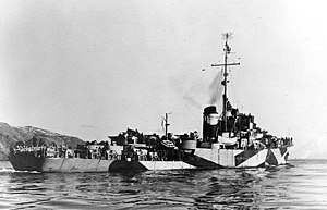 USS Rockford seen here with dazzle camouflage