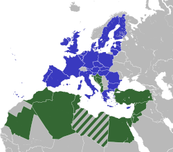Map  of the Union for the Mediterranean.
