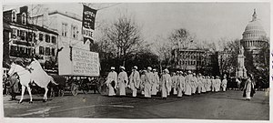 Head of the Woman Suffrage Procession with herald Inez Milholland at the front Woman Suffrage Procession 1913 opening.jpg