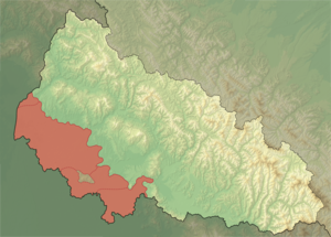 Закарпатська низовина на рельєфній карті України