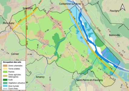 Carte en couleurs présentant l'occupation des sols.