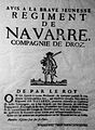 Affiche de recrutement du régiment de Navarre au XVIIIe siècle.