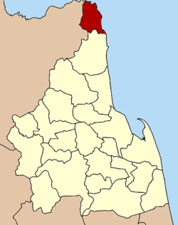 Localização do Distrito de Khanom na província de Nakhon Si Thammarat
