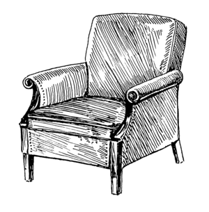 Line art drawing of an armchair
