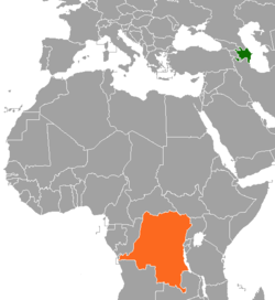 Map indicating locations of Azerbaijan and DR Congo