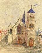 L'ancienne église sur un dessin conservé à la bibliothèque Carnegie (Reims)