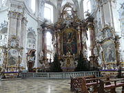 Интерьер паломнической церкви Фирценхайлиген в Баварии. 1743—1772. Архитектор И. Б. Нойман