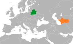 Map indicating locations of Belarus and Turkmenistan