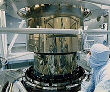 The main mirror of AXAF (Chandra) Chandra telescope mirror assembled Hrma7 300.jpg