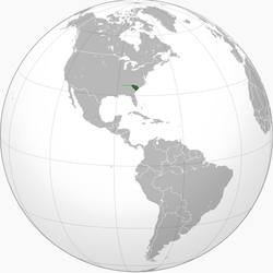 南卡羅來納在北美洲的位置