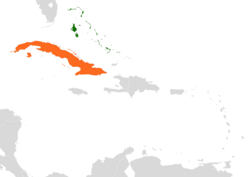 Map indicating locations of Bahamas and Cuba