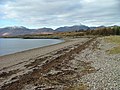 Cuil Bay looking towards the Salmon fishing station and the hills of Ardgour in the distance.