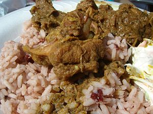 Image of Curry Goat and rice at Notting Hill C...