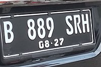 An example of a vanity plate in Indonesia using the FE-Schrift typeface since 2019 Customized Indonesian License Plate.jpg