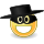 Smiley de Zorro, avec un masque et un chapeau noir