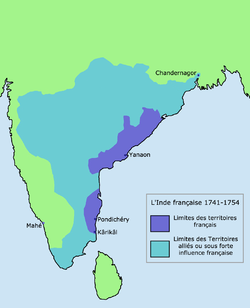 Maximum extent of French influence (1741–1754)