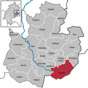 Li position de Gersfeld (Rhön) in li Subdistrict Fulda