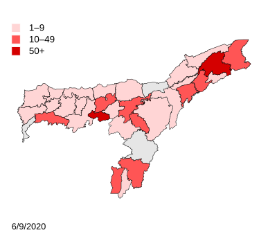 Индия Асам COVID-19 Карта на смъртта.svg