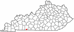 Location of Adairville, Kentucky