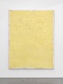 Lawrence Carroll, Untitled (Yellow Painting), 2017, Oil, wax, staples, house paint, dust, canvas on wood, 262 (h) x 200 x 6 cm / 103¼ (h) x 78¾ x 2¼ in