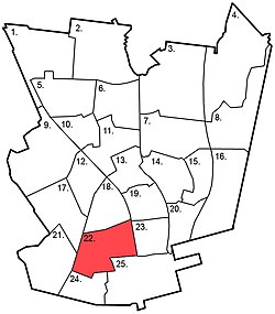 Kaupungin kartta, jossa Lepola korostettuna.