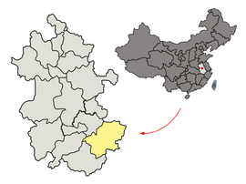 Xuanchengin sijainti Kiinan Anhuin maakunnassa