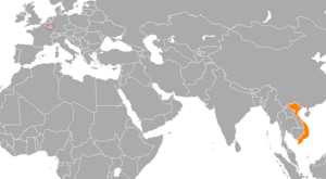 Mapa indicando localização de Luxemburgo e do Vietnã.