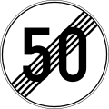 End of maximum speed limit (50 km/h)