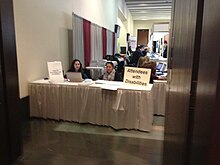 Table for attendees with disabilities, at MLA 2013 in Boston MLA13- Accessibility, Disability - 8432382667.jpg