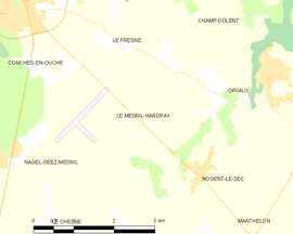 Mapa obce Le Mesnil-Hardray