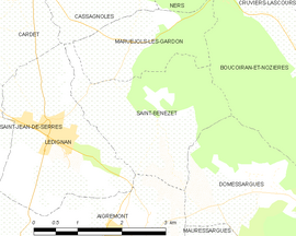 Mapa obce Saint-Bénézet