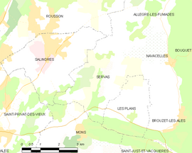 Mapa obce Servas