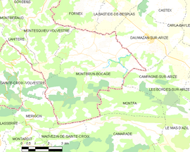 Mapa obce Montbrun-Bocage