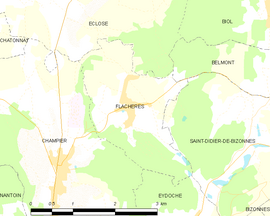 Mapa obce Flachères