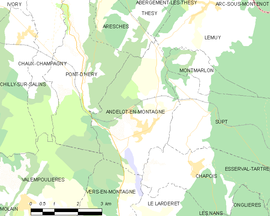 Mapa obce Andelot-en-Montagne