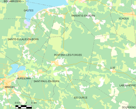 Mapa obce Pontenx-les-Forges