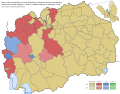Հյուսիսային Մակեդոնիայի համայնքների քարտեզը գունավորված է ըստ էթնիկական պատկանելության, որը կազմում է պարզ կամ հարաբերական մեծամասնություն՝ համաձայն 2021 թվականի մարդահամարի տվյալների։