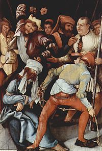 The Mocking of Christ by Matthias Grunewald, c. 1505 Mathis Gothart Grunewald 062.jpg