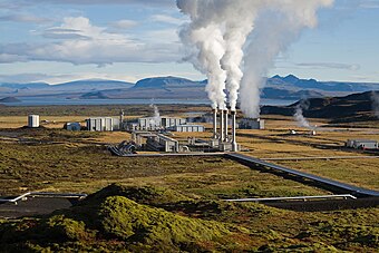 View of the Nesjavellir Geothermal Power Station in Þingvellir, Iceland